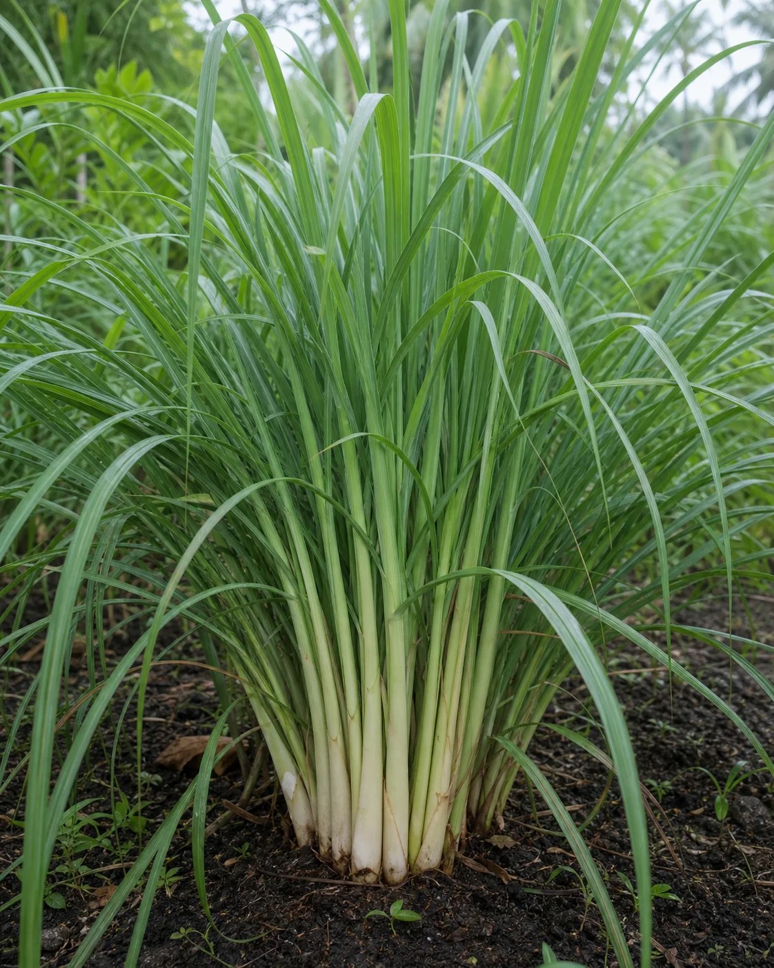 Lemongrass clump with long green leaves