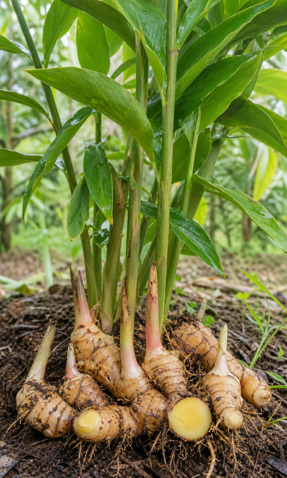 Greater galangal plant and rhizome